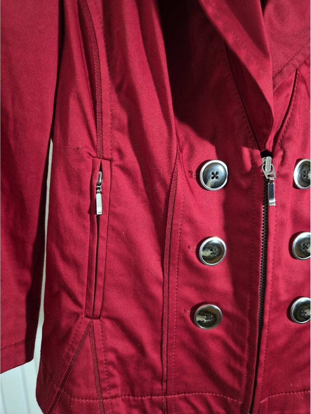 White House Black Market Red Military Jacket Blazer Size 6 - Picture 5 of 13